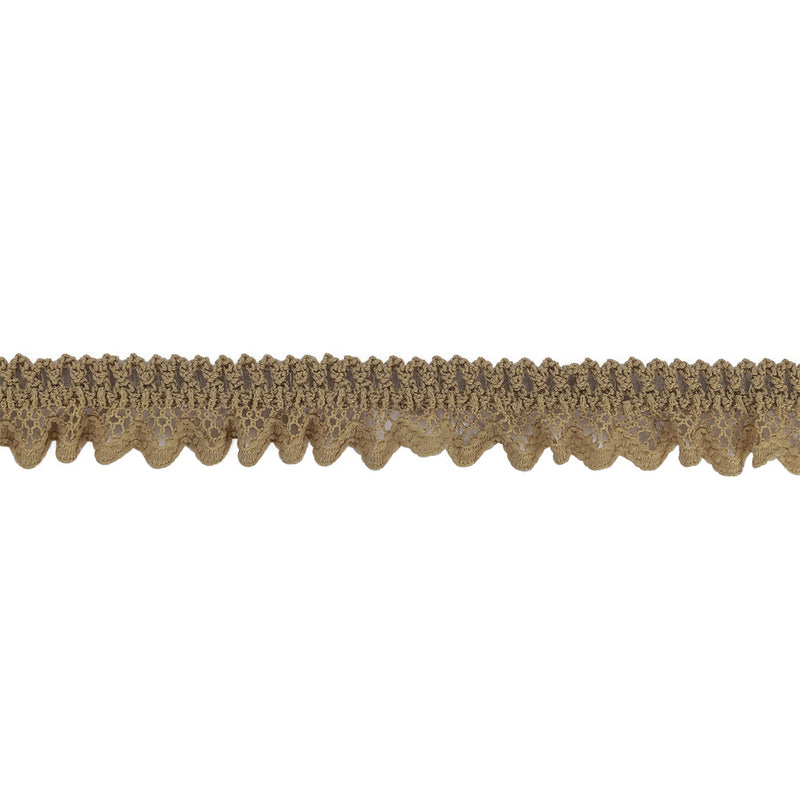 Desert Beige Ruffled Stretch Lace Trimming - 0.625"