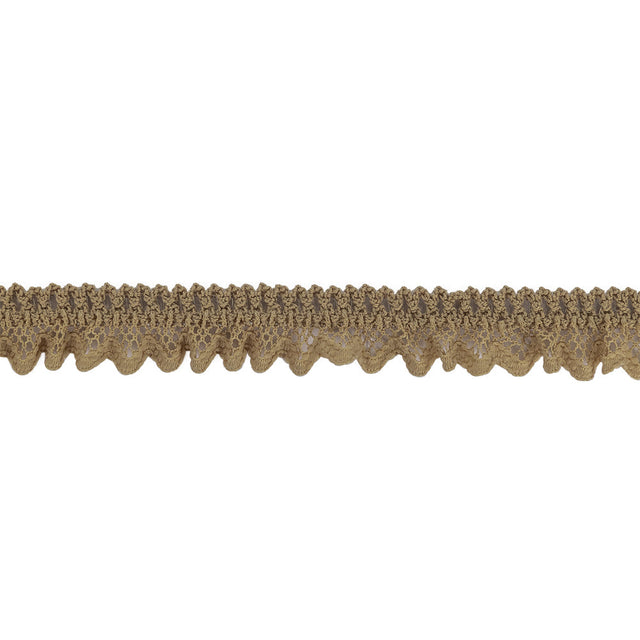 Desert Beige Ruffled Stretch Lace Trimming - 0.625"