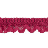 Deep Pink Ruffled Stretch Lace Trimming - 0.625"