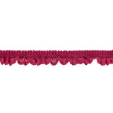 Deep Pink Ruffled Stretch Lace Trimming - 0.625"
