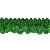 Grass Green Ruffled Stretch Lace Trimming - 0.625"