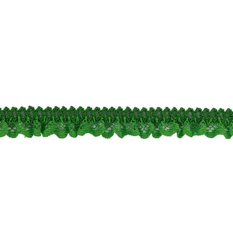 Grass Green Ruffled Stretch Lace Trimming - 0.625"