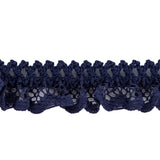 Black Iris Ruffled Stretch Lace Trimming - 0.625"