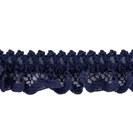 Black Iris Ruffled Stretch Lace Trimming - 0.625"