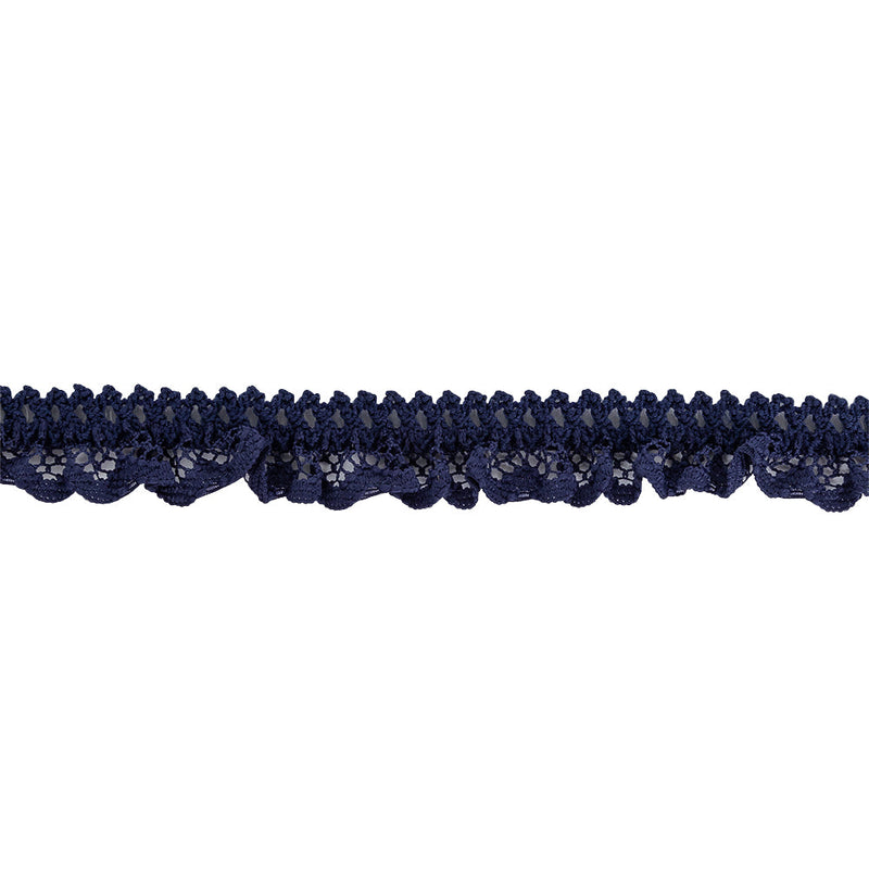 Black Iris Ruffled Stretch Lace Trimming - 0.625"