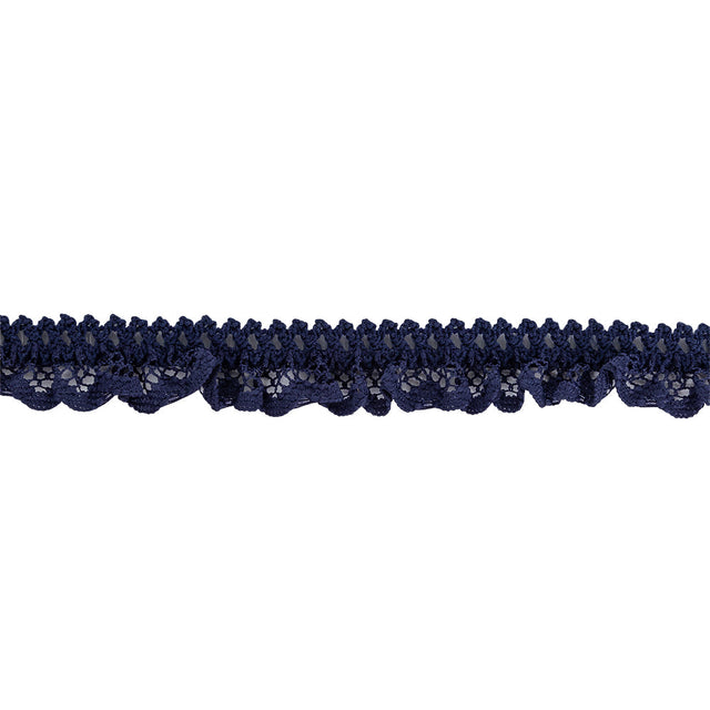 Black Iris Ruffled Stretch Lace Trimming - 0.625"