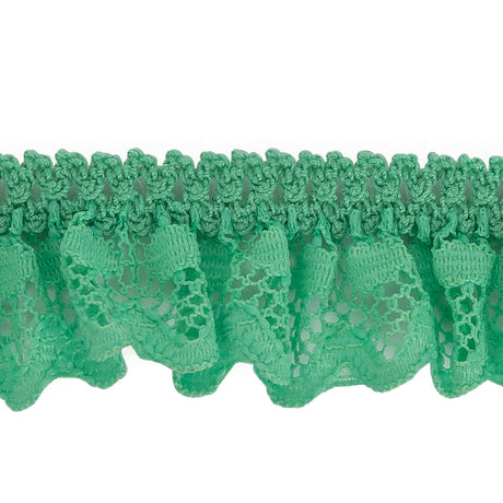 Spearmint Ruffled Stretch Lace Trimming - 1"
