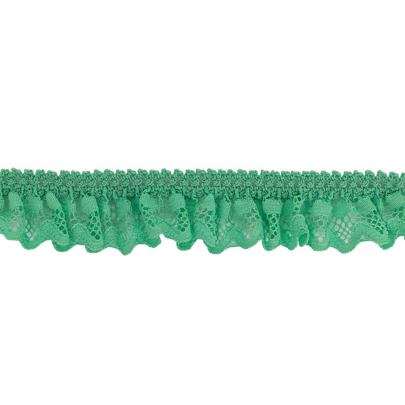 Spearmint Ruffled Stretch Lace Trimming - 1"