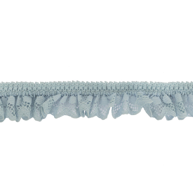 Baby Blue Ruffled Stretch Lace Trimming - 1"