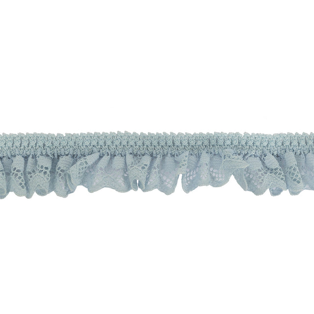 Baby Blue Ruffled Stretch Lace Trimming - 1"