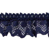 Black Iris Ruffled Stretch Lace Trimming - 1"
