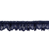 Black Iris Ruffled Stretch Lace Trimming - 1"