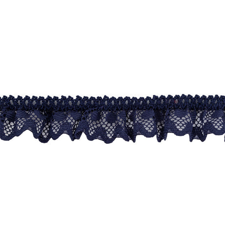 Black Iris Ruffled Stretch Lace Trimming - 1"