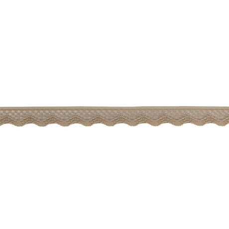 Desert Beige Scalloped Edge Lace Geometric Trimming - 0.5"