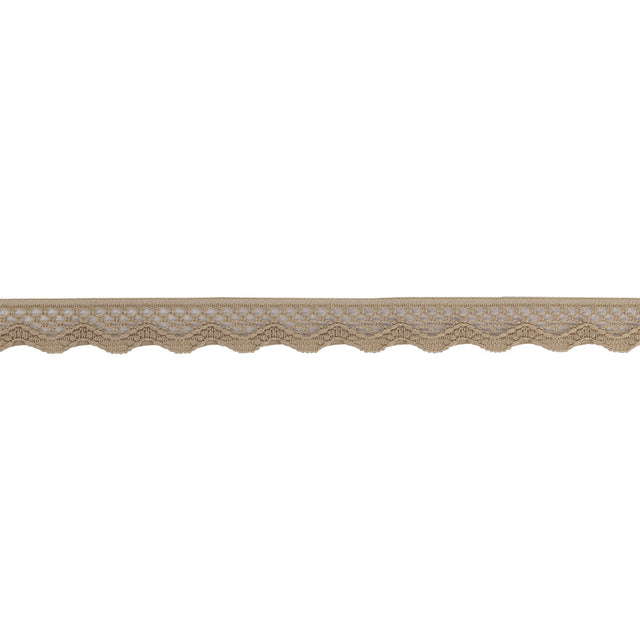 Desert Beige Scalloped Edge Lace Geometric Trimming - 0.5"