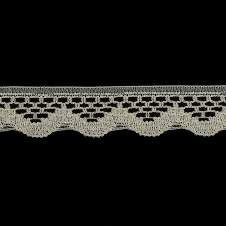 Antique White Scalloped Edge Lace Geometric Trimming - 0.5"