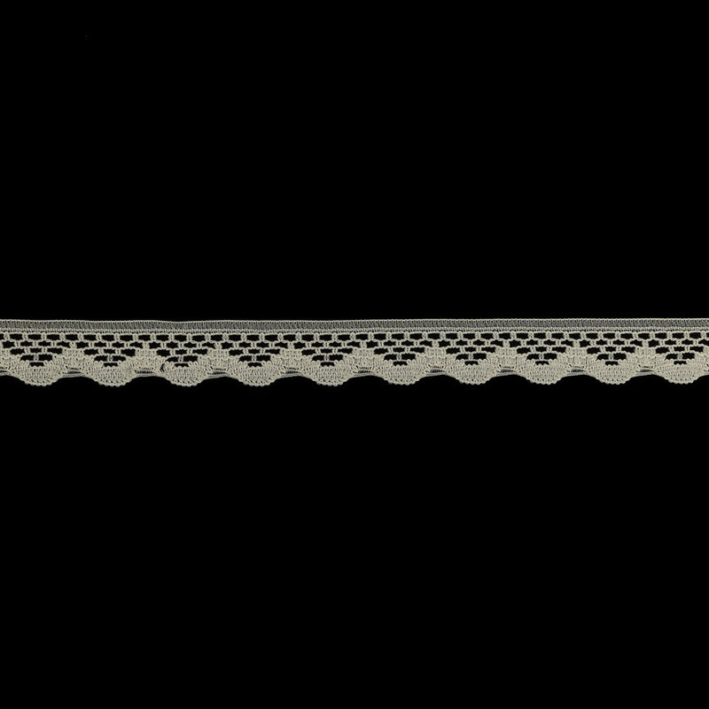 Antique White Scalloped Edge Lace Geometric Trimming - 0.5"