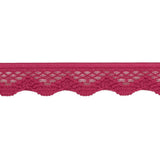 Deep Pink Scalloped Edge Lace Geometric Trimming - 0.5"