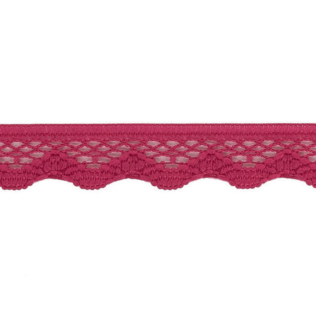 Deep Pink Scalloped Edge Lace Geometric Trimming - 0.5"