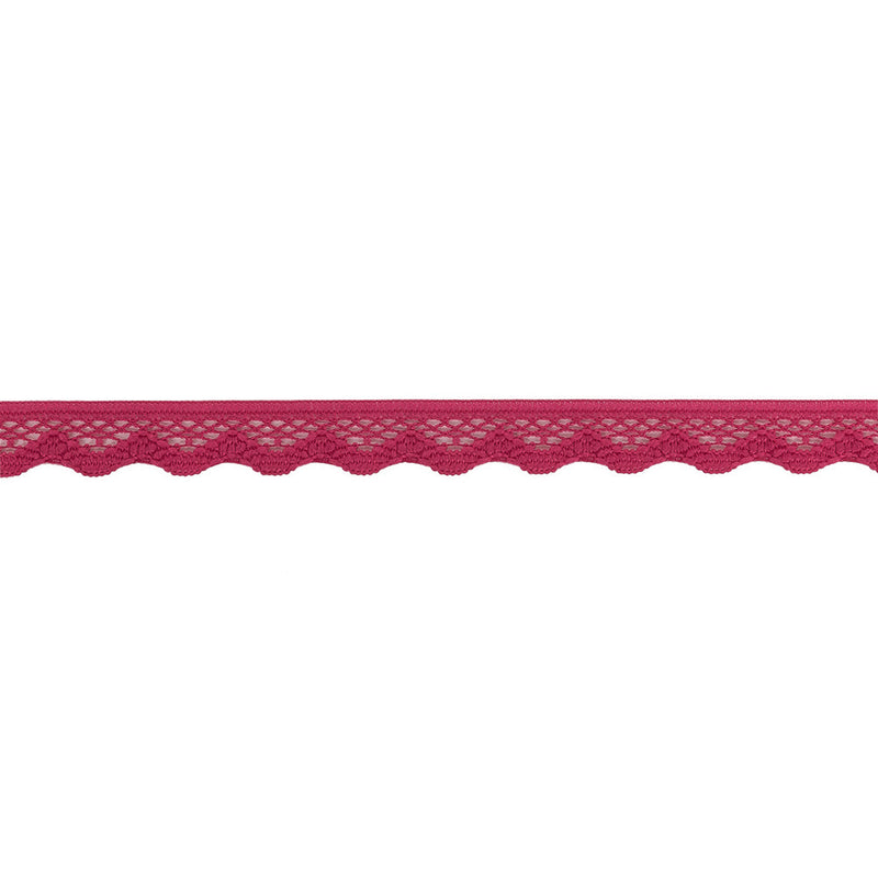 Deep Pink Scalloped Edge Lace Geometric Trimming - 0.5"
