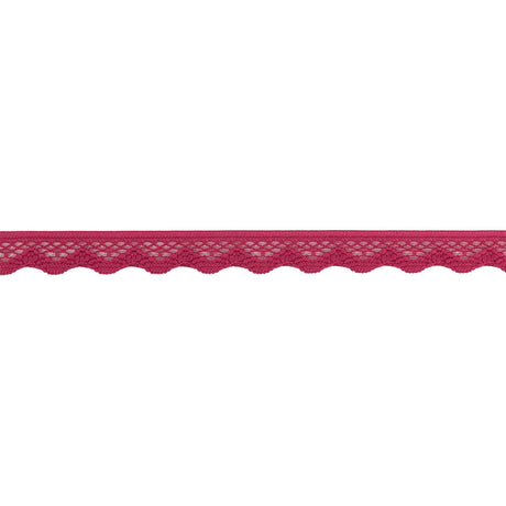 Deep Pink Scalloped Edge Lace Geometric Trimming - 0.5"