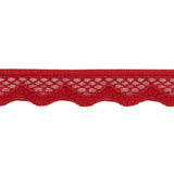 Fire Engine Red Scalloped Edge Lace Geometric Trimming - 0.5"