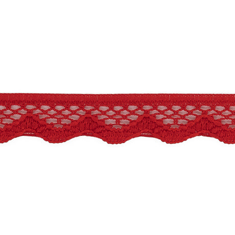 Fire Engine Red Scalloped Edge Lace Geometric Trimming - 0.5"