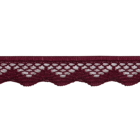 Wine Scalloped Edge Lace Geometric Trimming - 0.5"