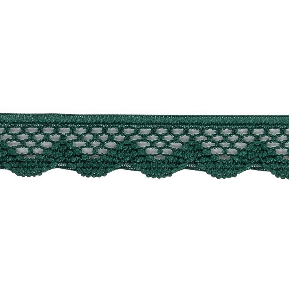 Hunter Green Scalloped Edge Lace Geometric Trimming - 0.5"