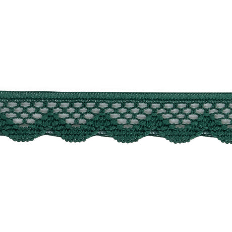 Hunter Green Scalloped Edge Lace Geometric Trimming - 0.5"