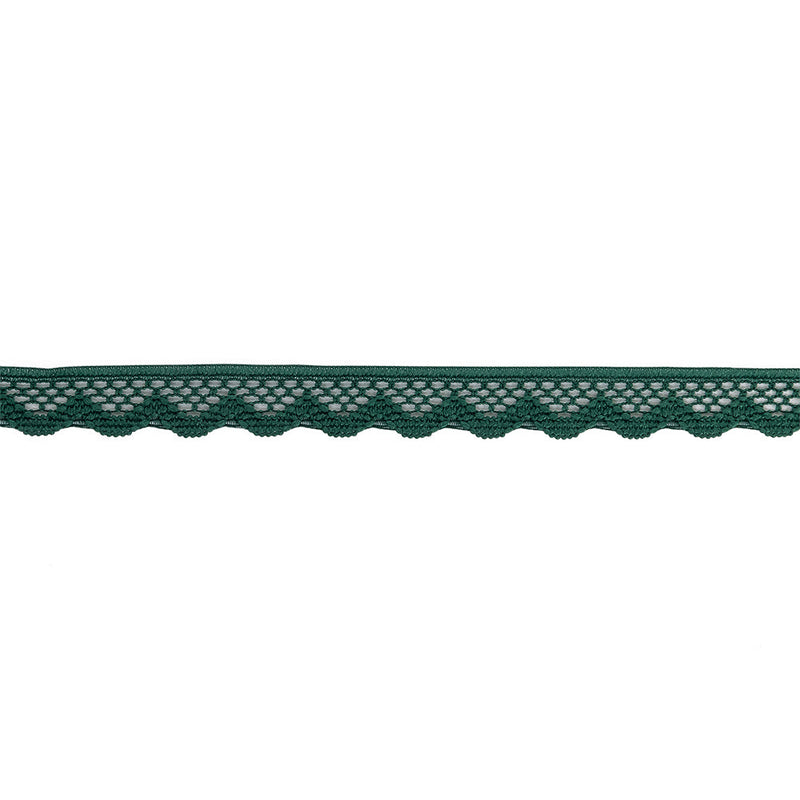 Hunter Green Scalloped Edge Lace Geometric Trimming - 0.5"