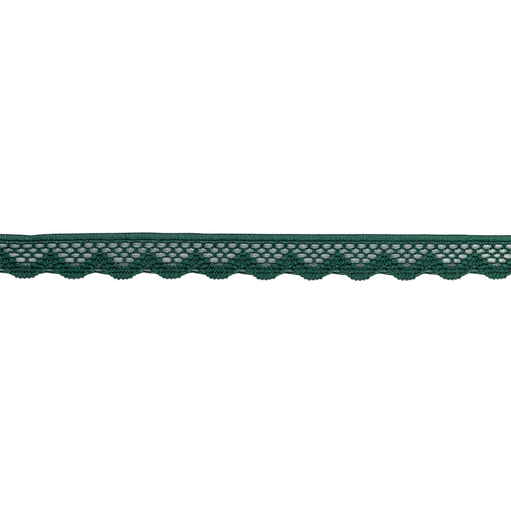 Hunter Green Scalloped Edge Lace Geometric Trimming - 0.5"