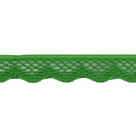 Grass Green Scalloped Edge Lace Geometric Trimming - 0.5"