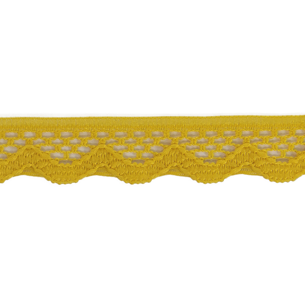 Sunshine Yellow Scalloped Edge Lace Geometric Trimming - 0.5"