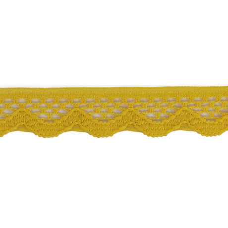 Sunshine Yellow Scalloped Edge Lace Geometric Trimming - 0.5"