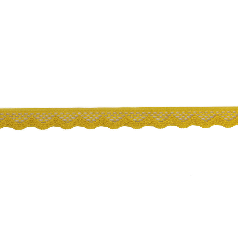 Sunshine Yellow Scalloped Edge Lace Geometric Trimming - 0.5"