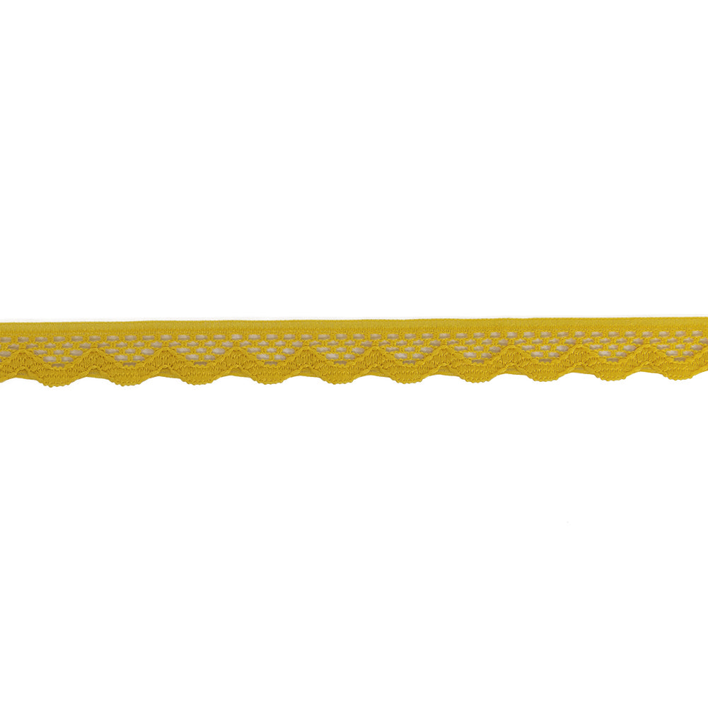 Sunshine Yellow Scalloped Edge Lace Geometric Trimming - 0.5"