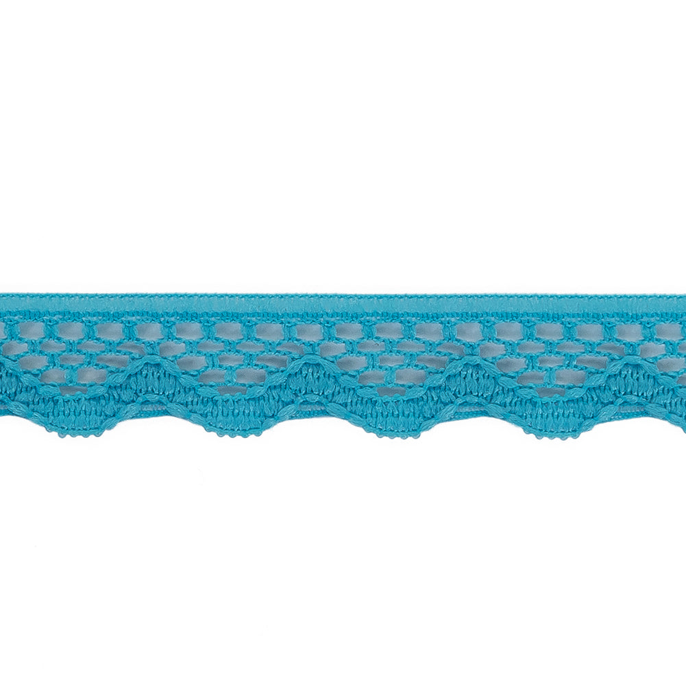 Sky Blue Scalloped Edge Lace Geometric Trimming - 0.5"