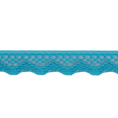 Sky Blue Scalloped Edge Lace Geometric Trimming - 0.5"