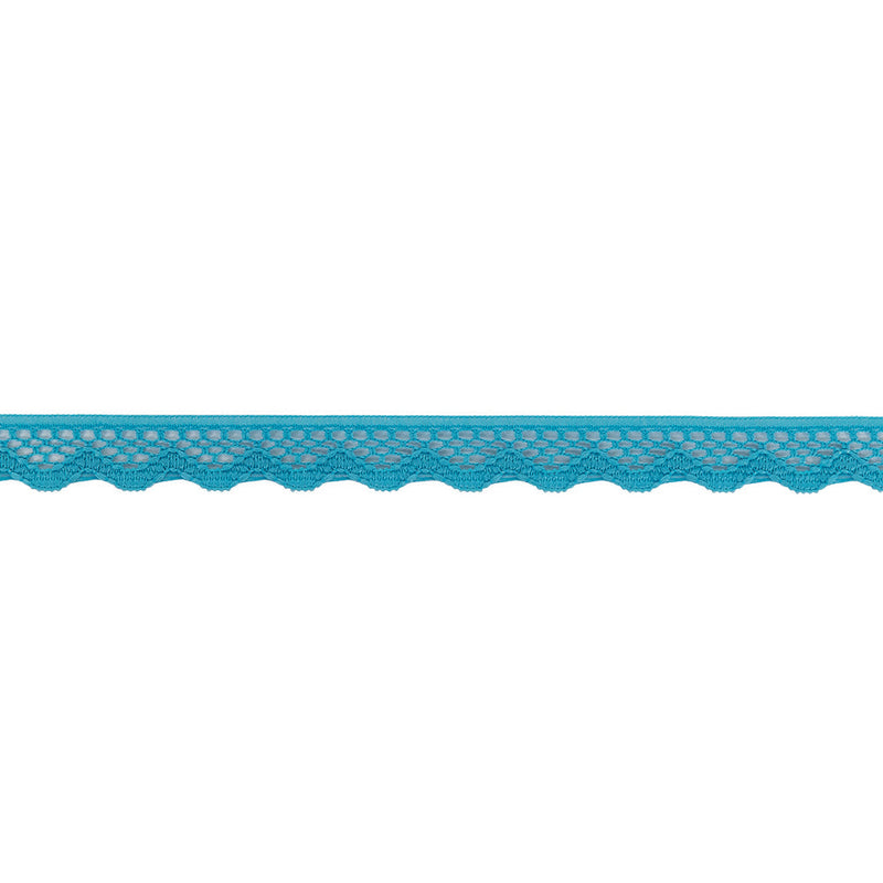 Sky Blue Scalloped Edge Lace Geometric Trimming - 0.5"