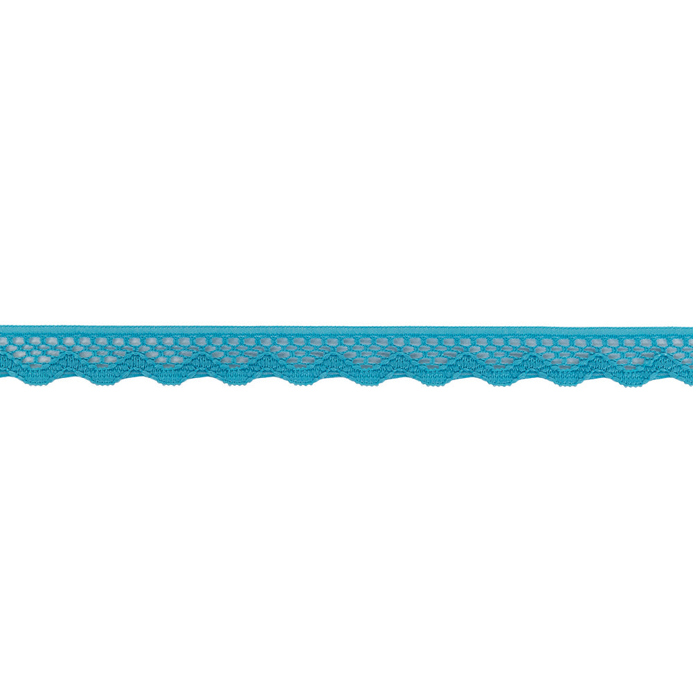 Sky Blue Scalloped Edge Lace Geometric Trimming - 0.5"