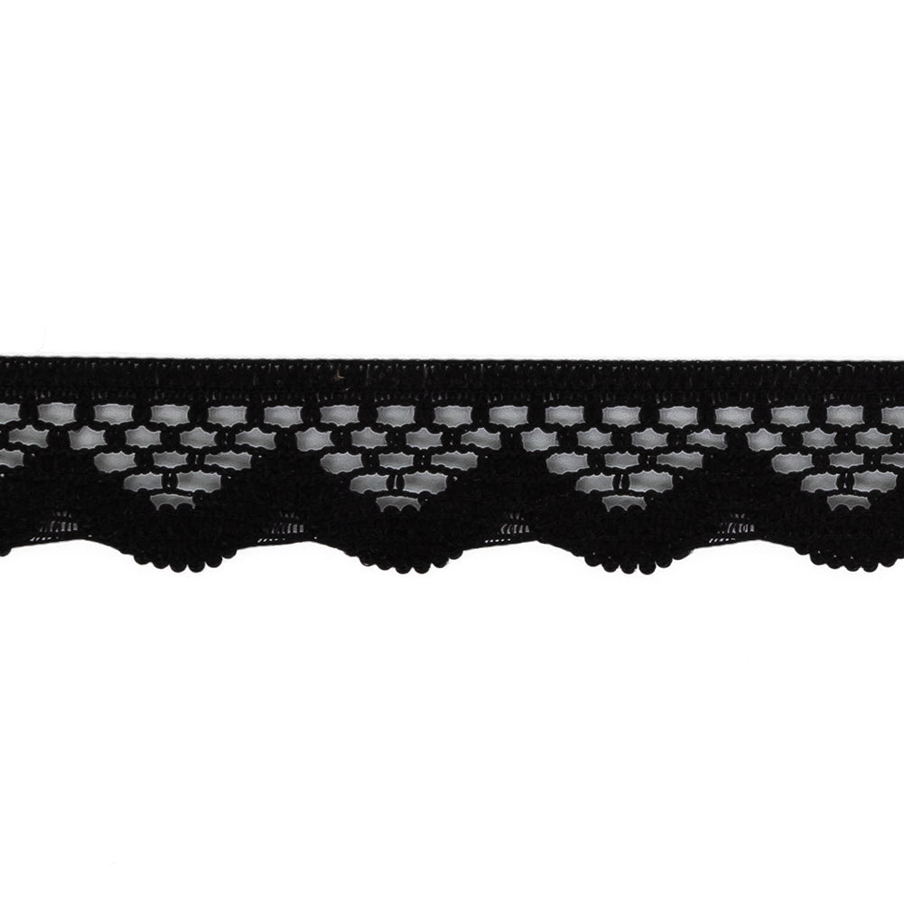 Black Scalloped Edge Lace Geometric Trimming - 0.5"