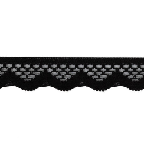 Black Scalloped Edge Lace Geometric Trimming - 0.5"