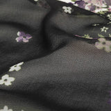 Purple, Green and Black Patchwork Floral Polyester Chiffon