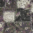 Purple, Green and Black Patchwork Floral Polyester Chiffon