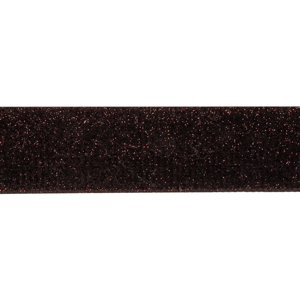 Chocolate Brown and Amber Glitter Velvet Trim - 1"
