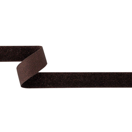 Chocolate Brown and Amber Glitter Velvet Trim - 1"