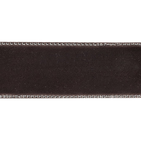 Chocolate Plum and Silver Metallic Lined Velvet Ribbon - 0.875"