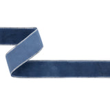 Navy Peony and Silver Metallic Lined Velvet Ribbon - 0.875"