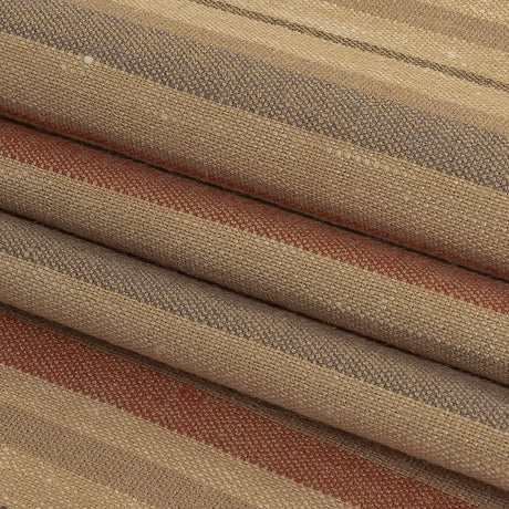 Olive, Tangerine and Smoke Gray Striped Stretch Linen and Rayon Woven